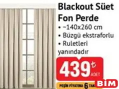 BLACKOUT SÜET FON PERDE 140X260 CM